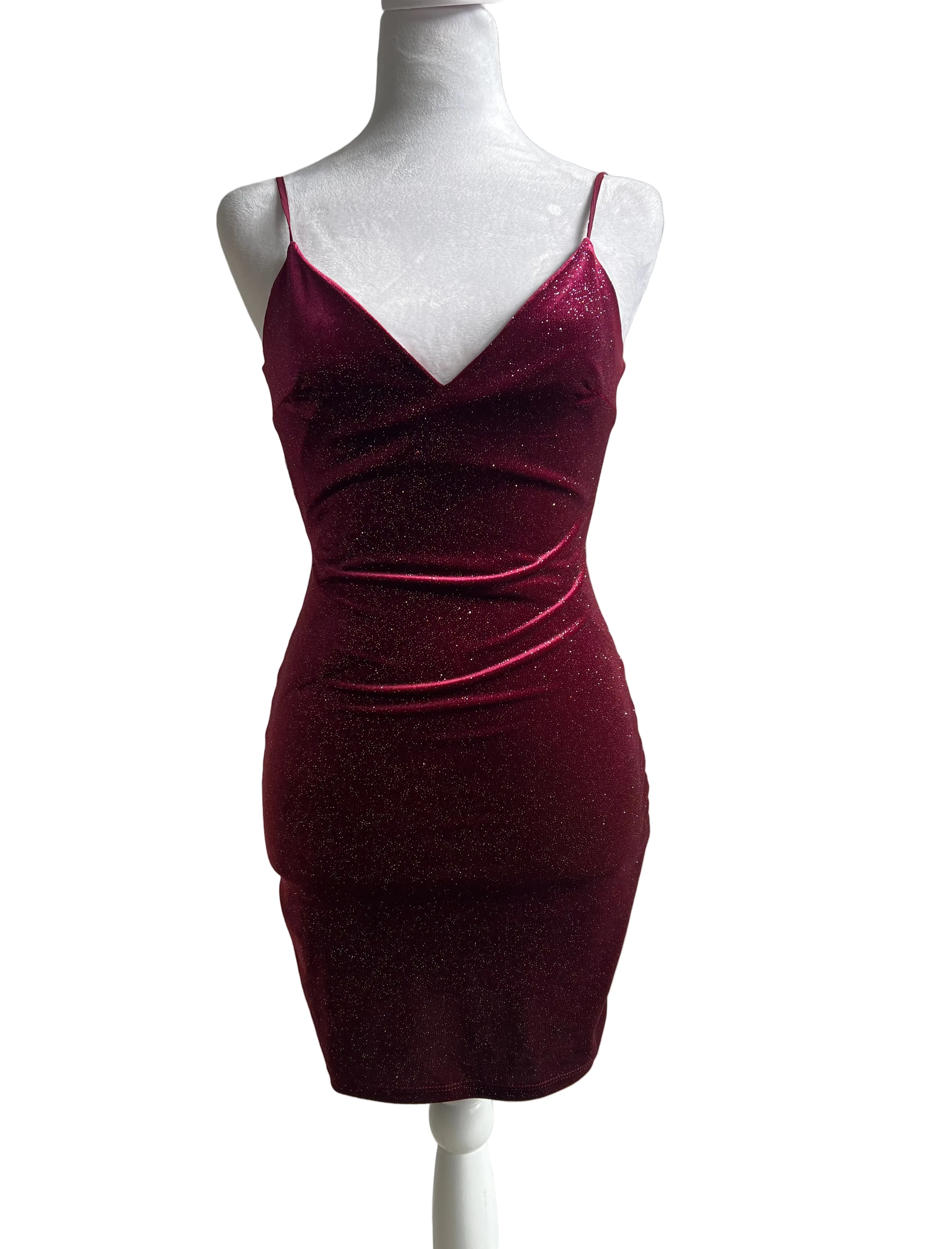 Y2K Crushed Velvet Mini Dress (XS/S)