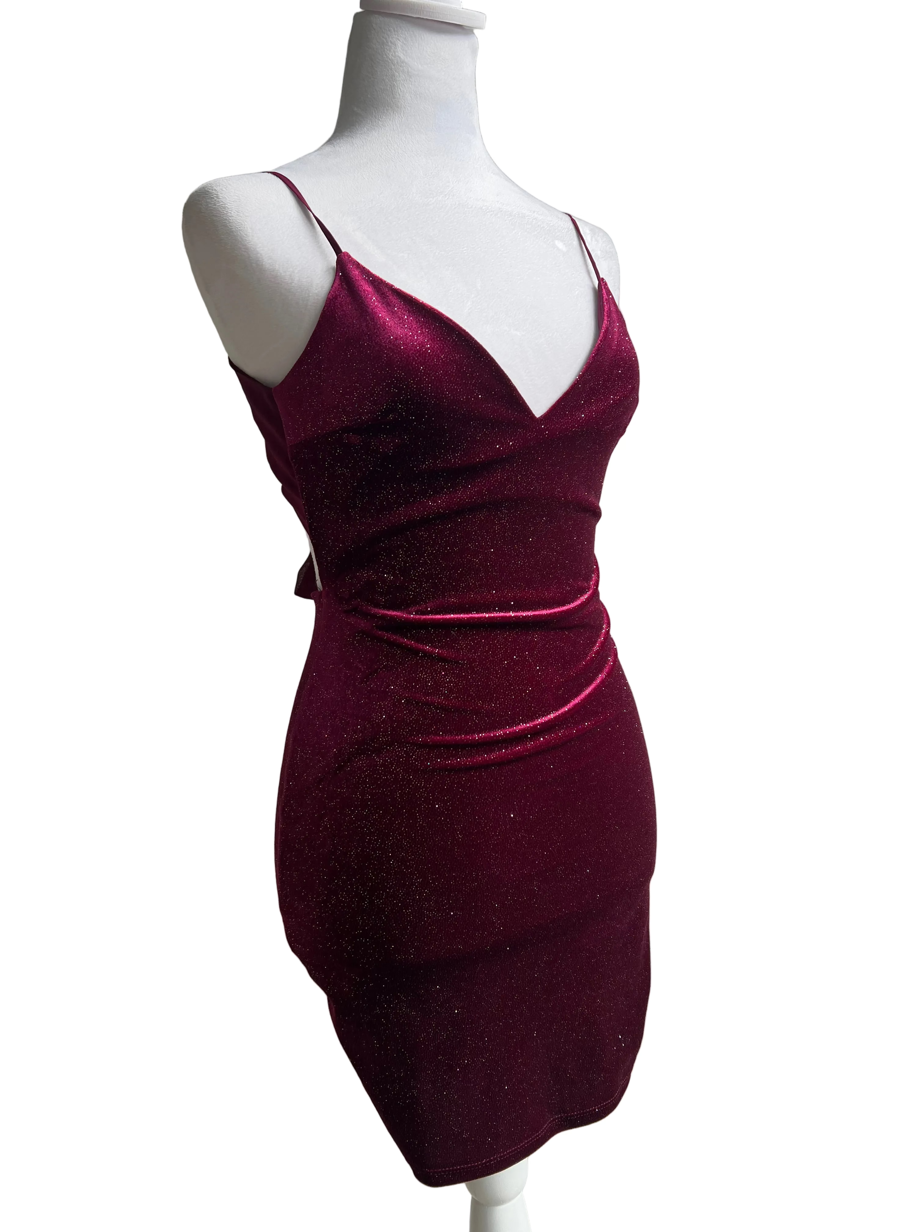 Y2K Crushed Velvet Mini Dress (XS/S)