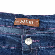 Y2K Midi Denim Skirt with Leaf Appliqués (m)
