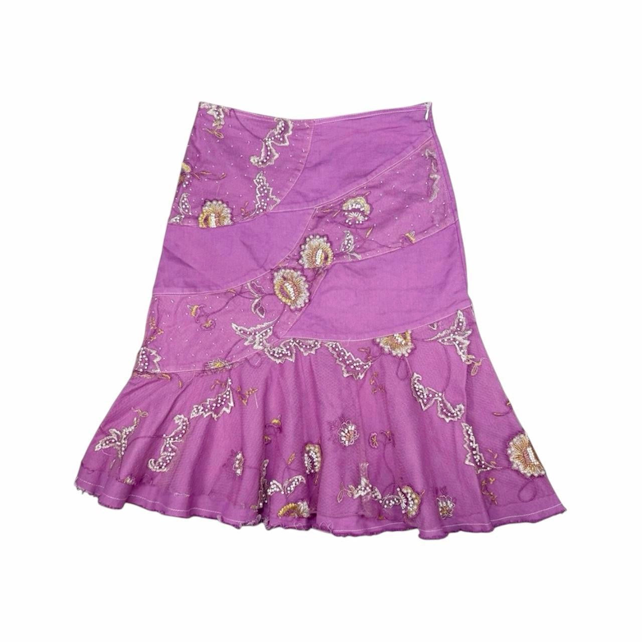 Rare West 36th Y2K Floral Beaded Embroidered Skirt (m)