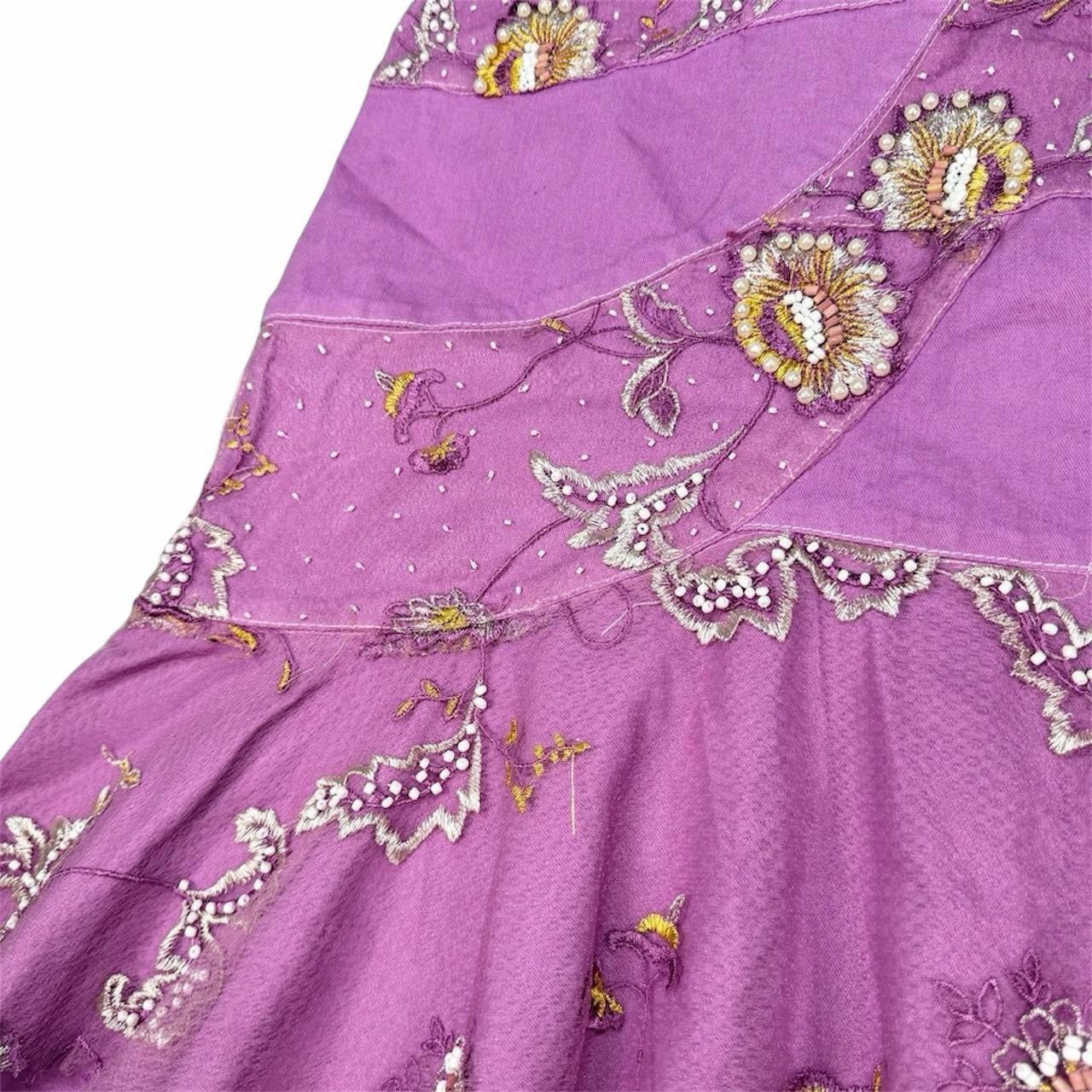 Rare West 36th Y2K Floral Beaded Embroidered Skirt (m)