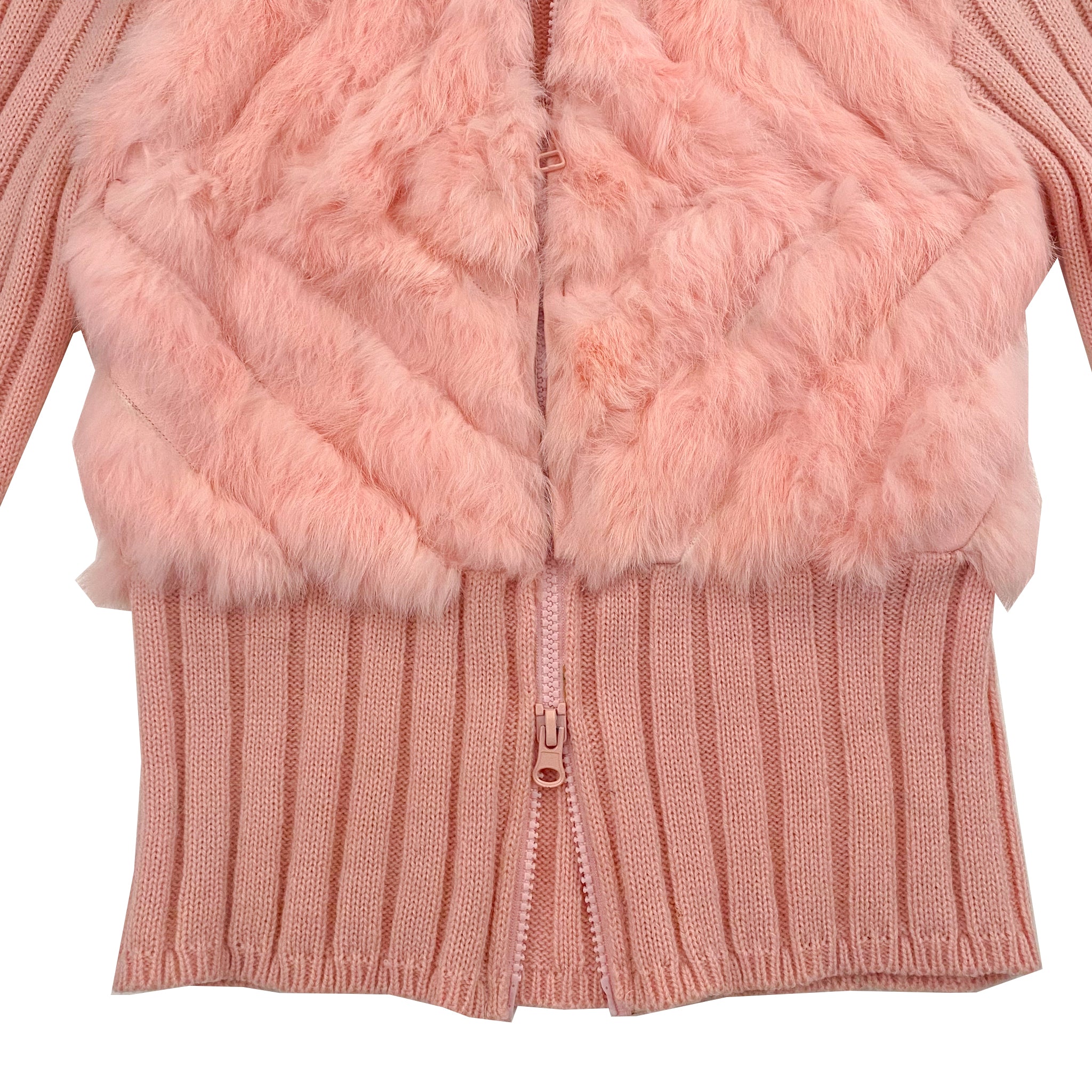 Peach Rabbit Fur Double Zip Cardi (XS)