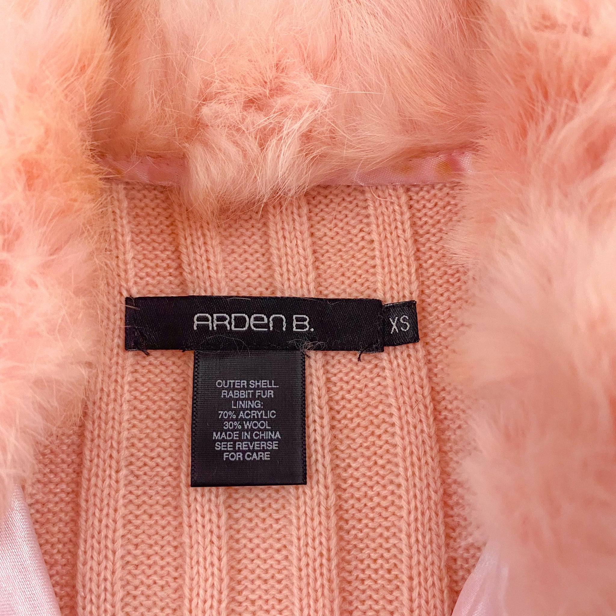 Peach Rabbit Fur Double Zip Cardi (XS)