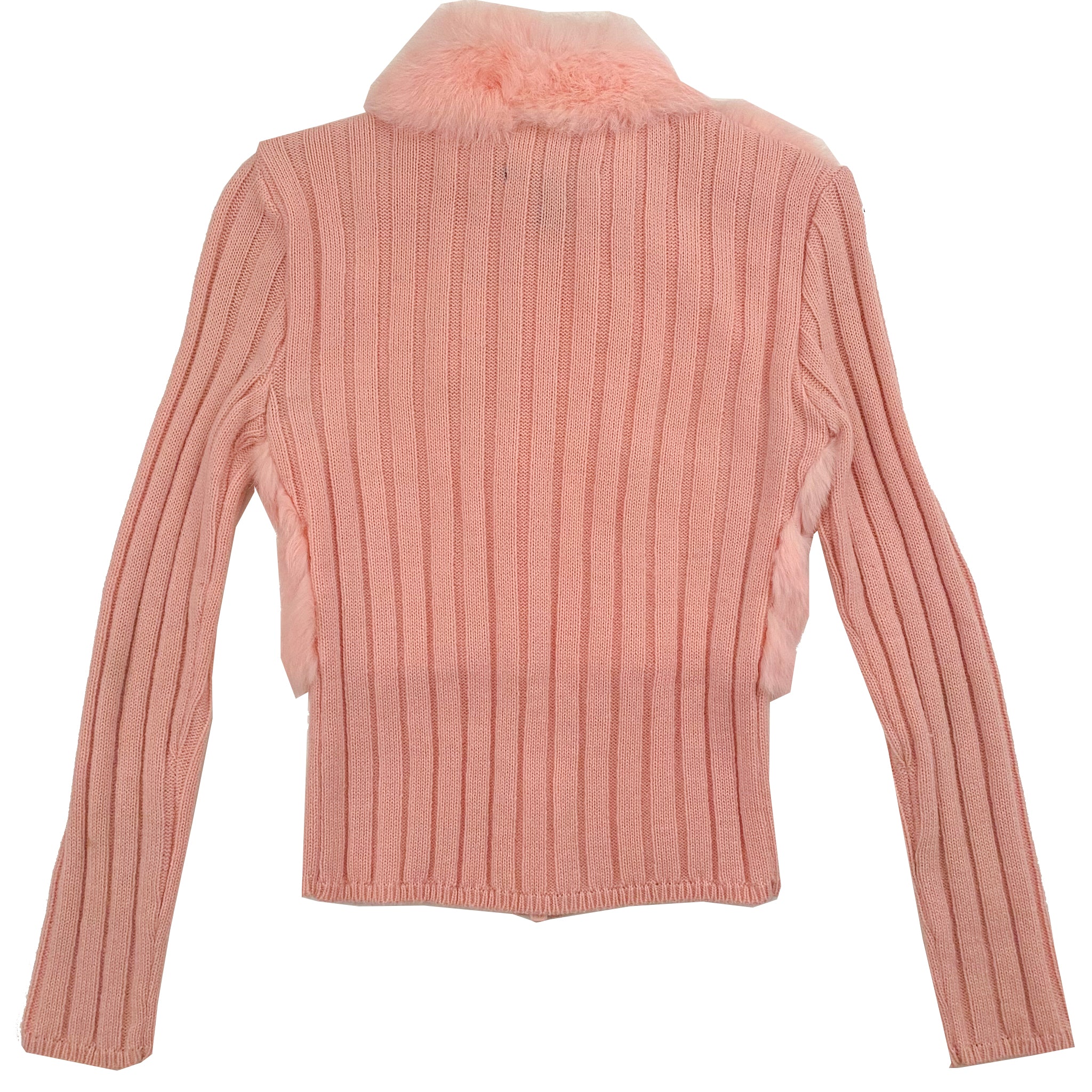 Peach Rabbit Fur Double Zip Cardi (XS)