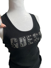 Y2K Bedazzled Guess Ribbed Knit Tank Top (M/L)