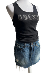Y2K Bedazzled Guess Ribbed Knit Tank Top (M/L)