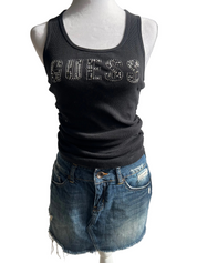 Y2K Bedazzled Guess Ribbed Knit Tank Top (M/L)