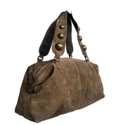 Y2K Genuine Suede Moschino Studded Shoulder Bag