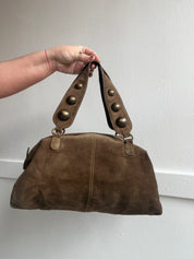 Y2K Genuine Suede Moschino Studded Shoulder Bag