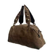 Y2K Genuine Suede Moschino Studded Shoulder Bag