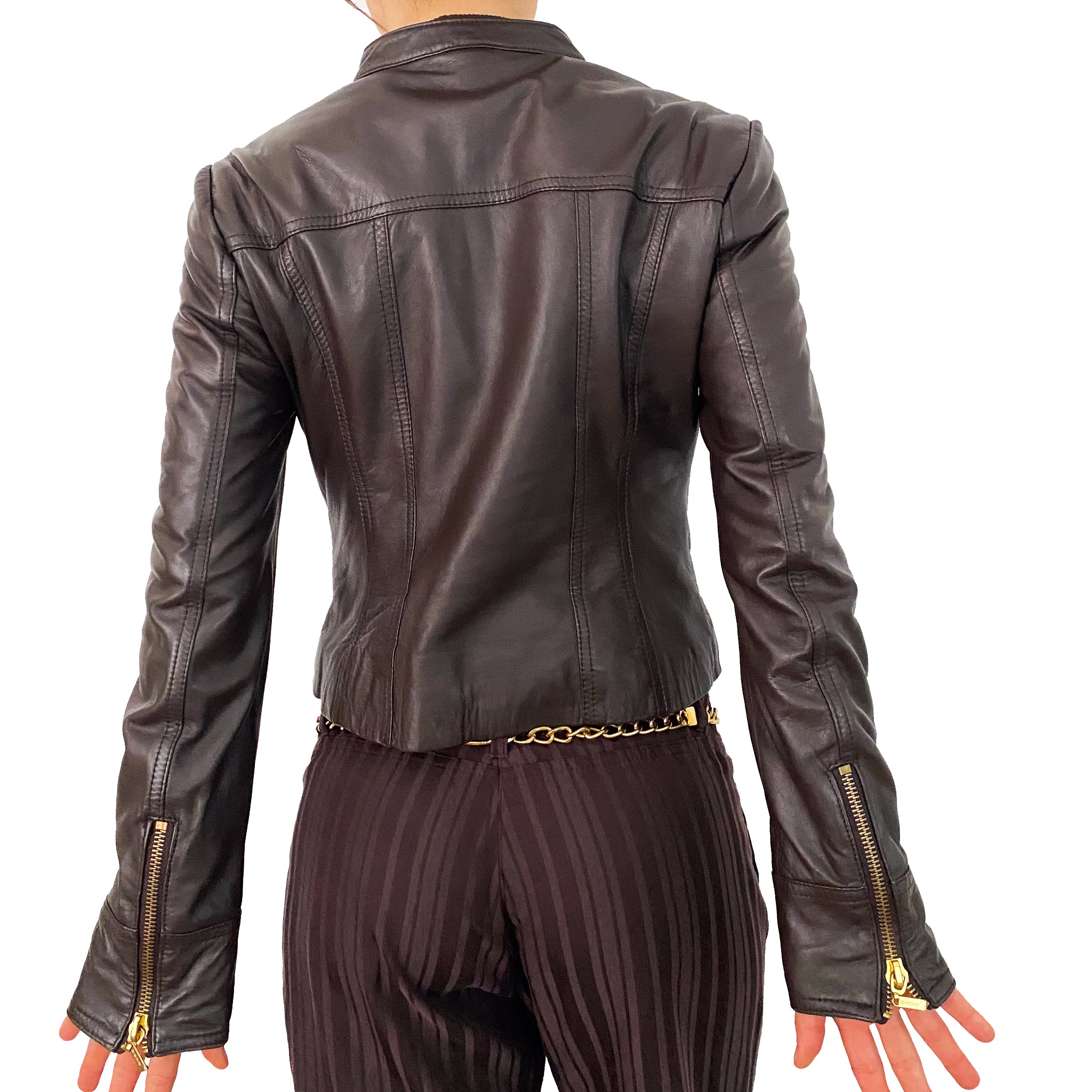 Bebe Chocolate Leather Jacket (M)