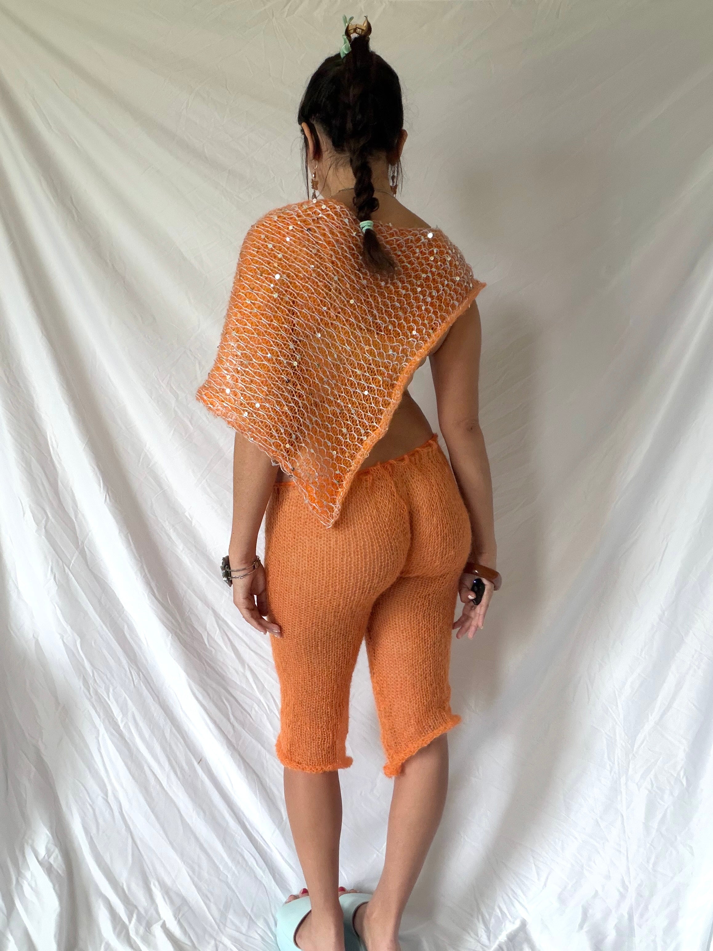 Sequin Poncho Orange (XS-XL)