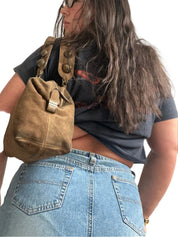 Y2K Genuine Suede Moschino Studded Shoulder Bag