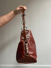 Y2K Burnt Orange Leather Shoulder Bag