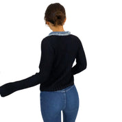 Double Zip Denim Knit Top (S)