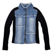 Double Zip Denim Knit Top (S)