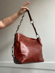 Y2K Burnt Orange Leather Shoulder Bag