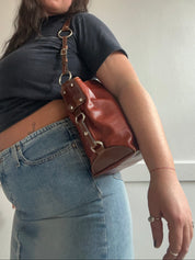 Y2K Burnt Orange Leather Shoulder Bag