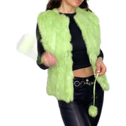 Lime Rabbit Fur Vest