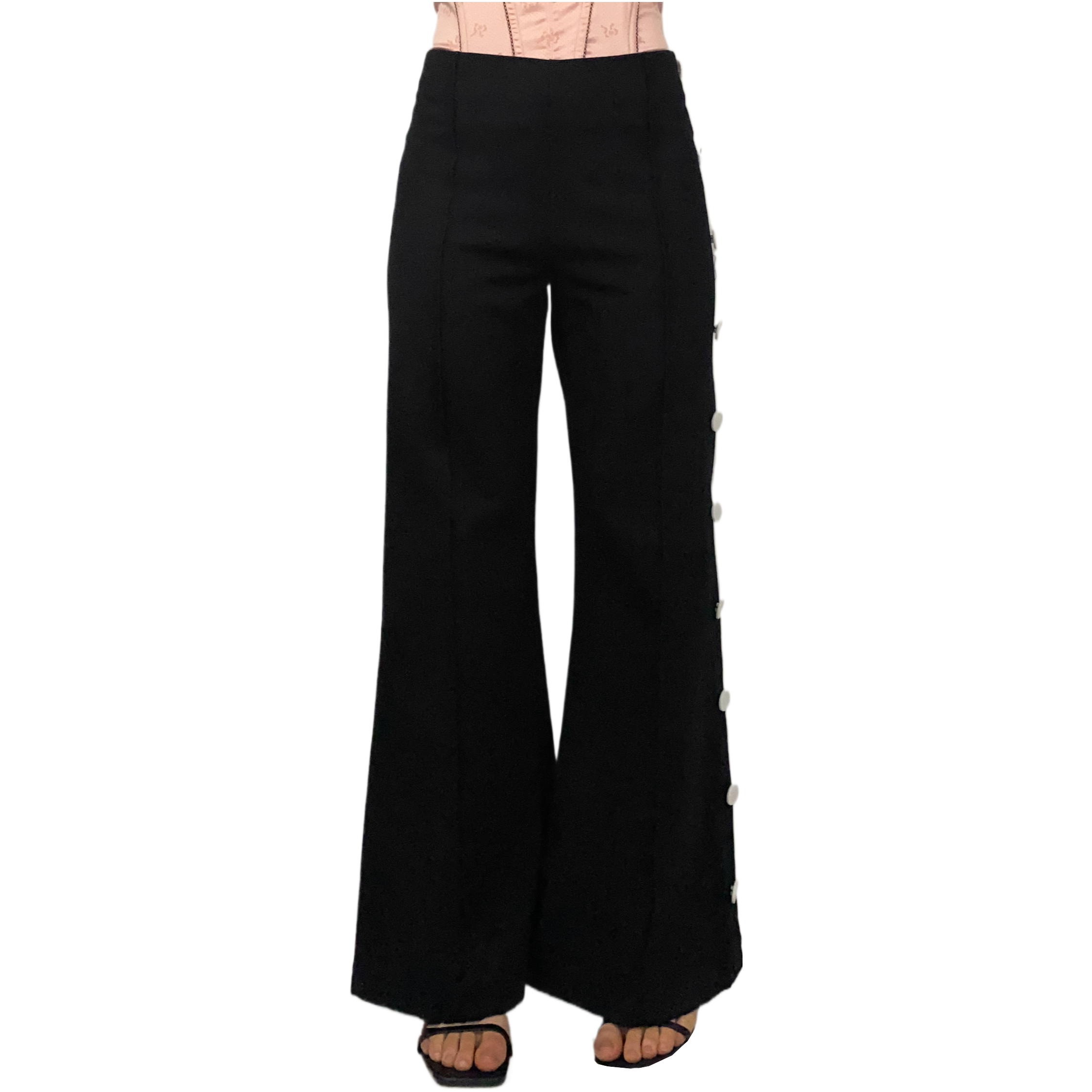 Black and White Button Trousers (M)