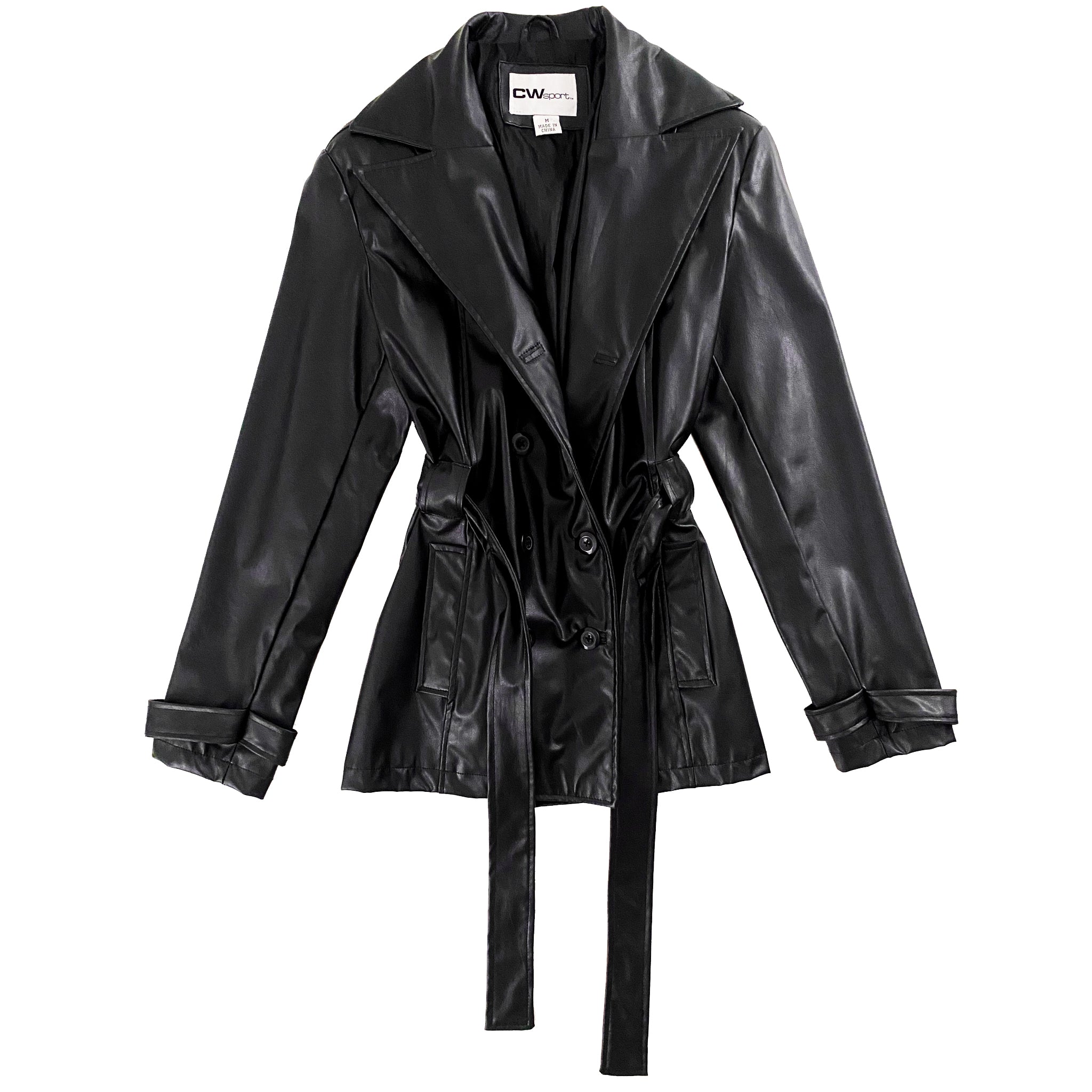 Faux Leather Belted Jacket (M)