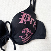 J-Fashion Grungy Bedazzled Bikini Top (S)