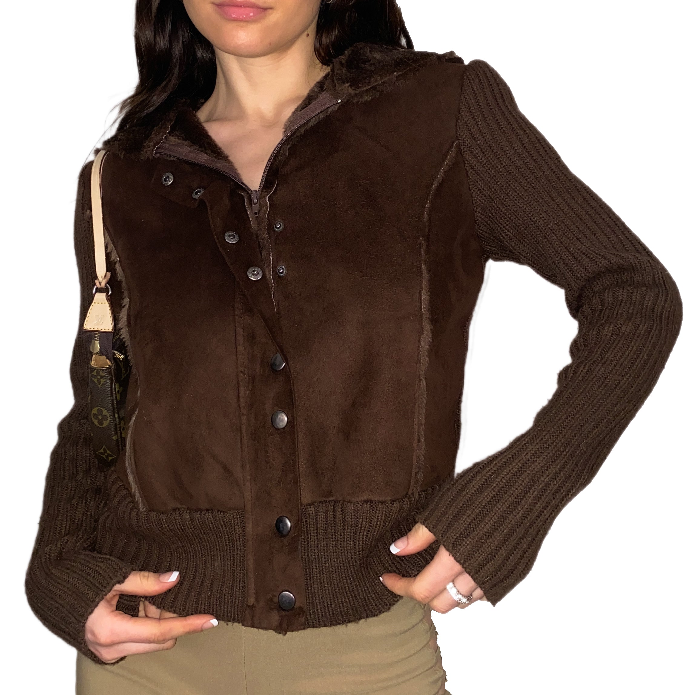 Early 2000's Chocolate Faux Fur Zip (M)