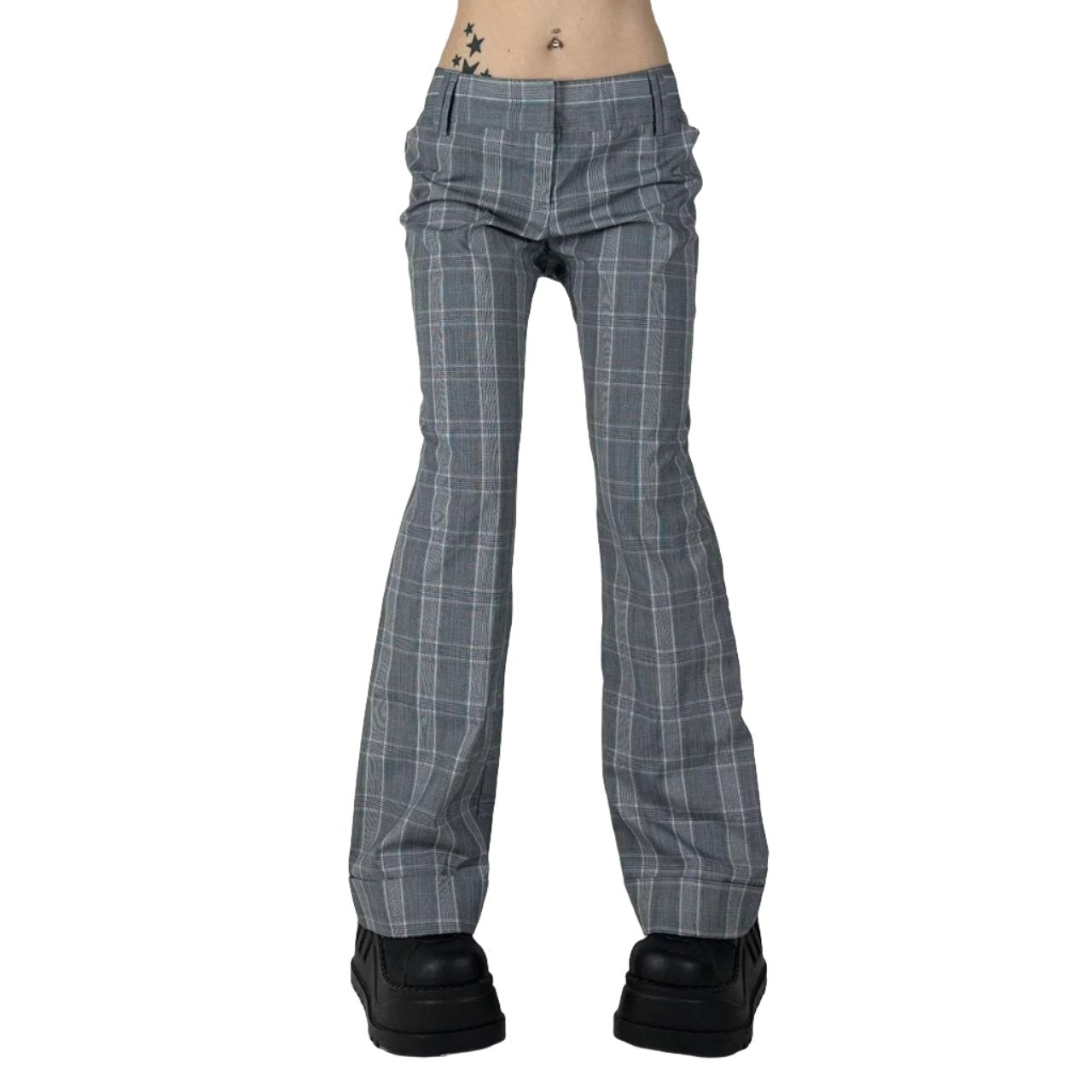 Y2K Plaid Flare Pants (M)