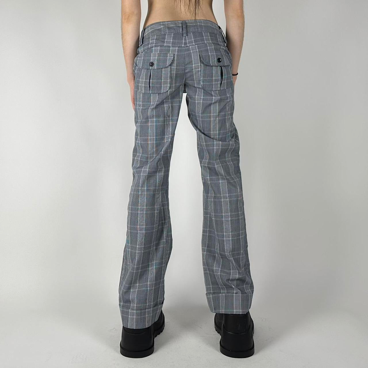 Y2K Plaid Flare Pants (M)
