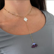 Golden Dusk Lariat Necklace