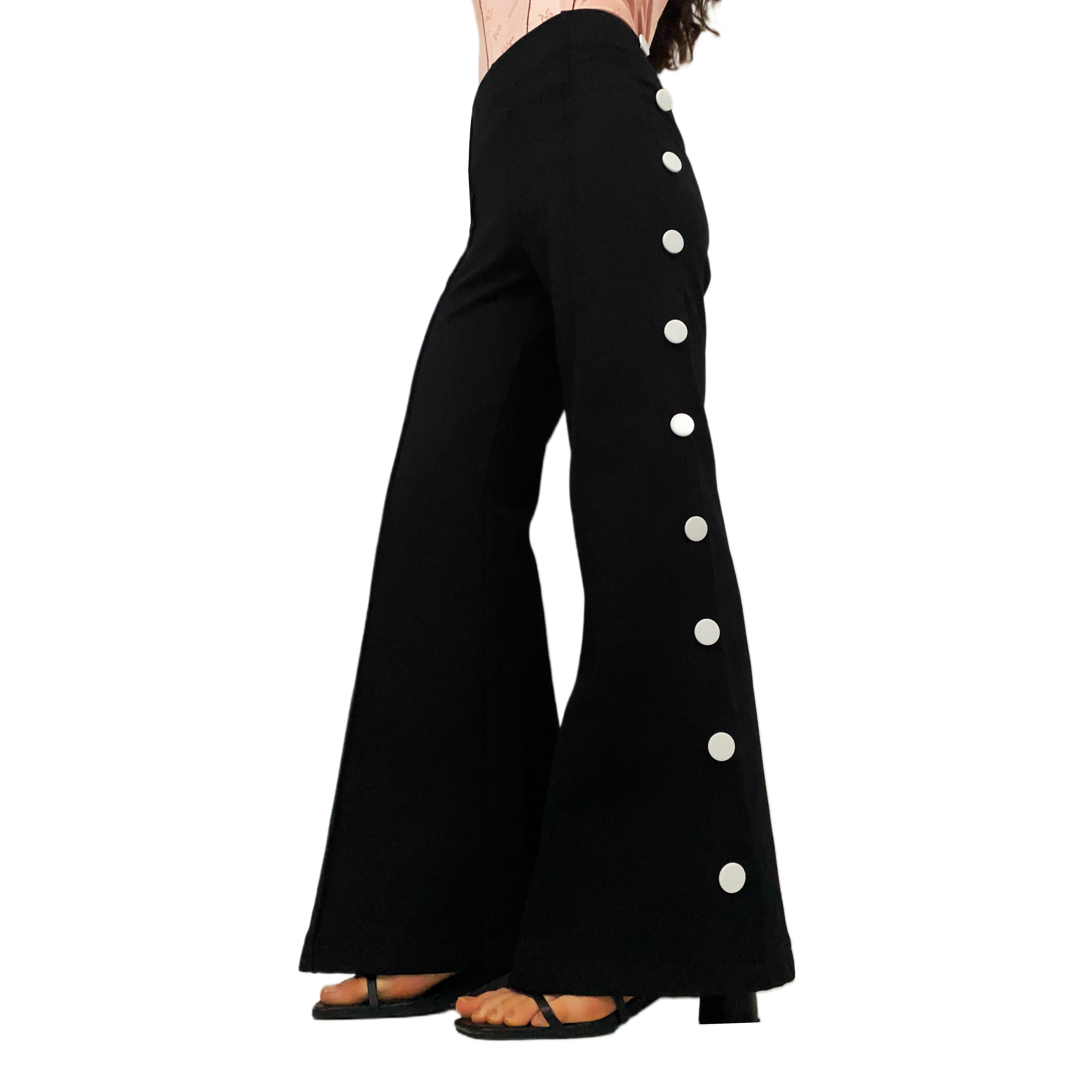 Black and White Button Trousers (M)