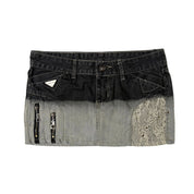 Two Tone Grungy Denim Mini Skirt (S/M)