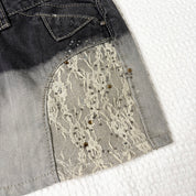 Two Tone Grungy Denim Mini Skirt (S/M)
