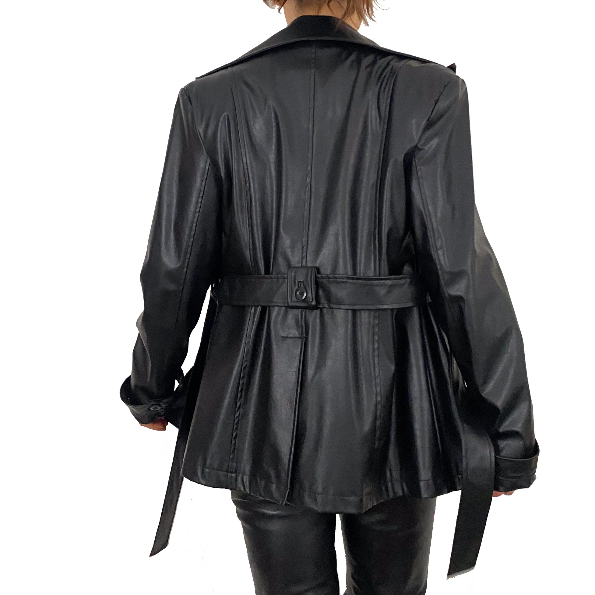 Faux Leather Belted Jacket (M)