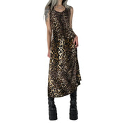 90s Slinky Leopard Maxi Dress (L)