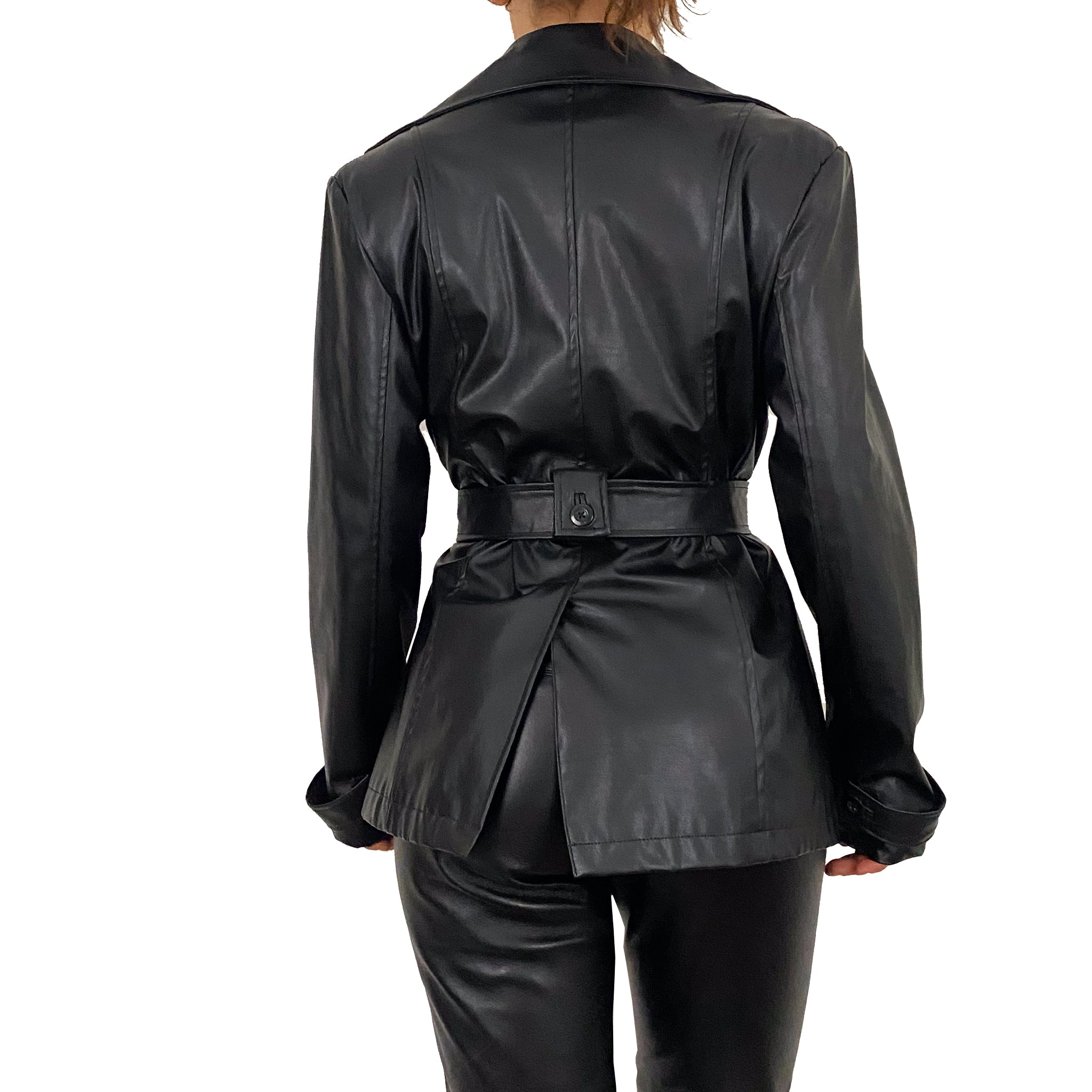 Faux Leather Belted Jacket (M)