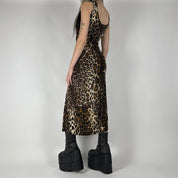 90s Slinky Leopard Maxi Dress (L)