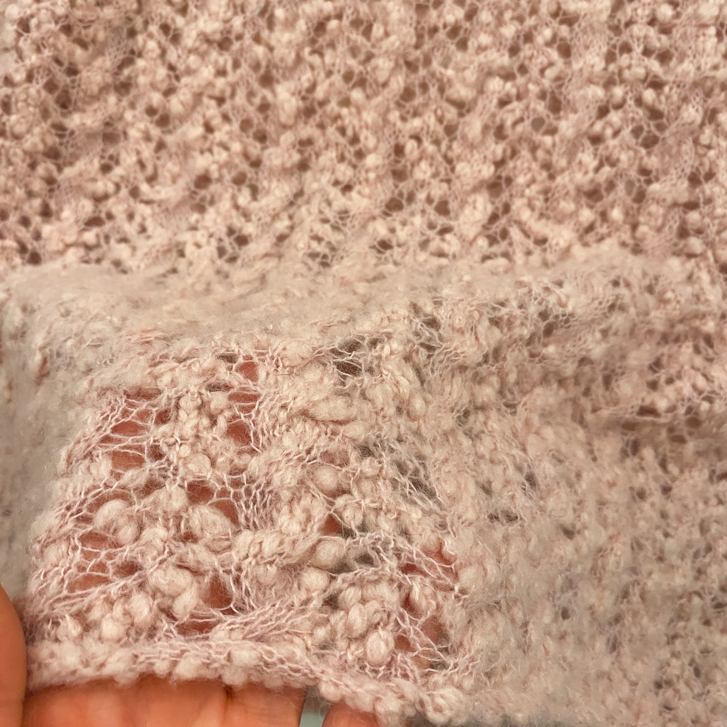 Pale Pink Open Knit Sweater (S)