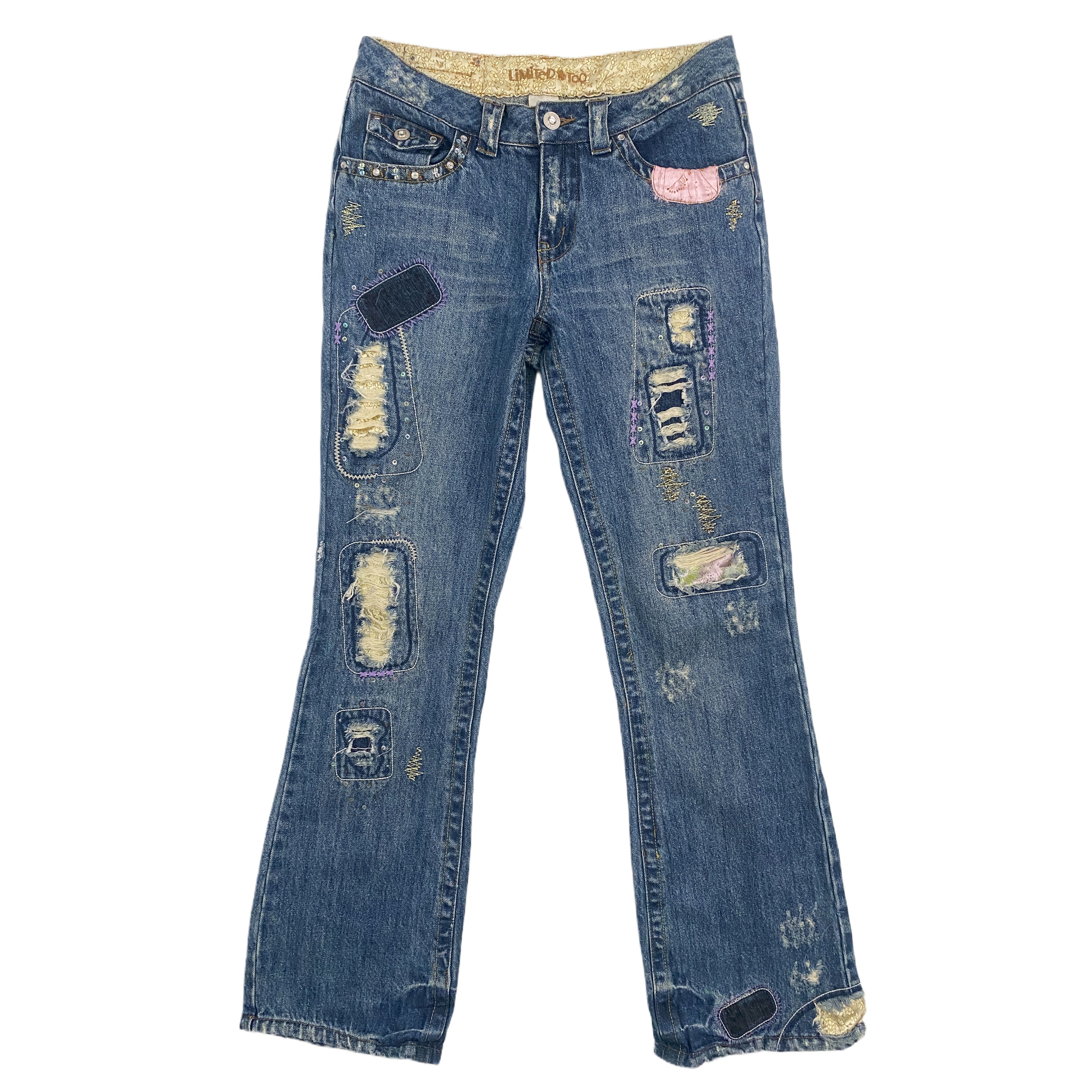 Early 2000's Funky Embellished Jeans (XXS/ XS Slim)
