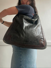 Y2K Genuine Leather Slouchy Hobo Shoulder Bag
