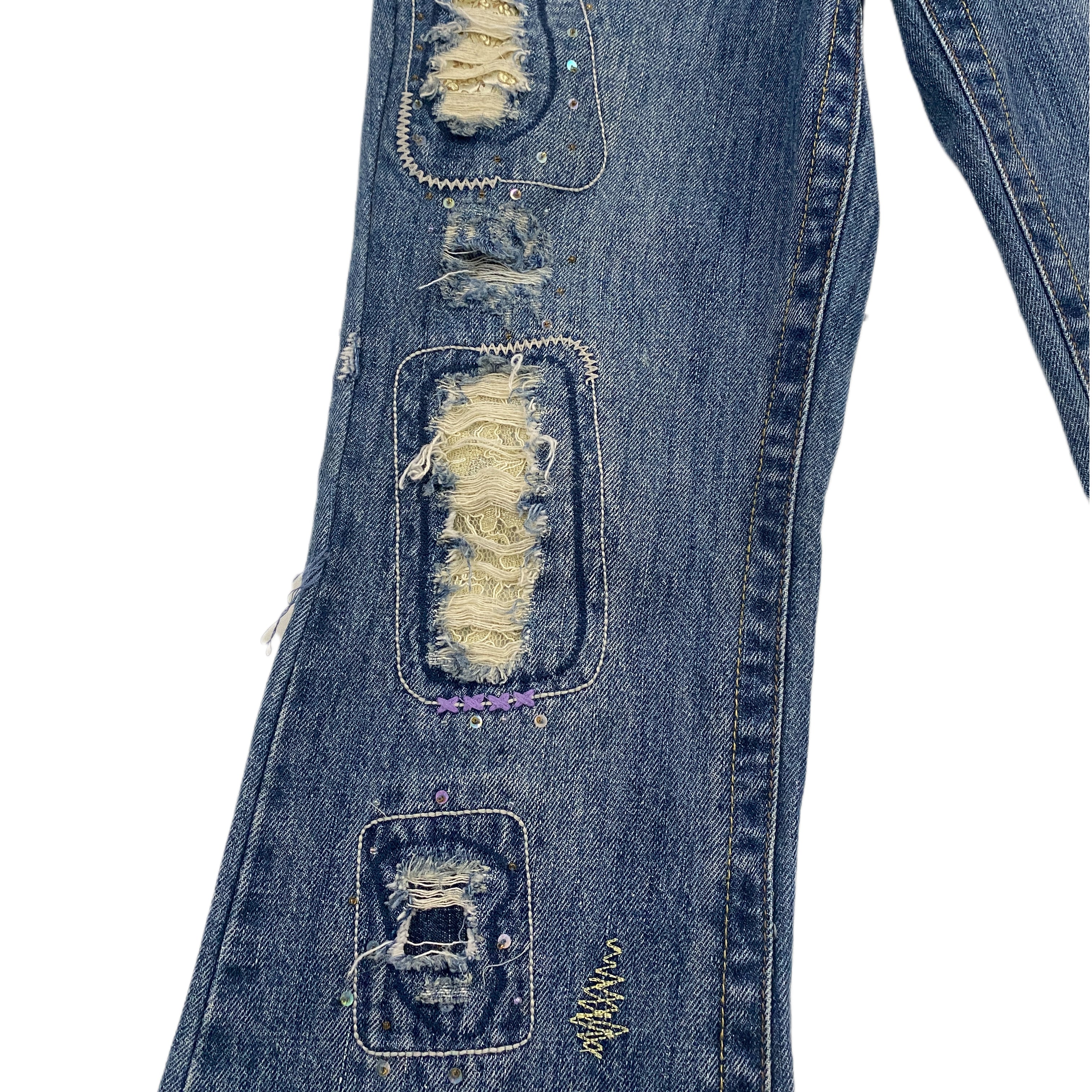Early 2000's Funky Embellished Jeans (XXS/ XS Slim)