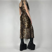 90s Slinky Leopard Maxi Dress (L)