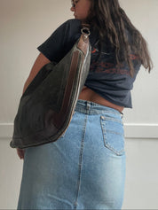Y2K Genuine Leather Slouchy Hobo Shoulder Bag