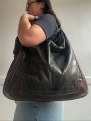 Y2K Genuine Leather Slouchy Hobo Shoulder Bag