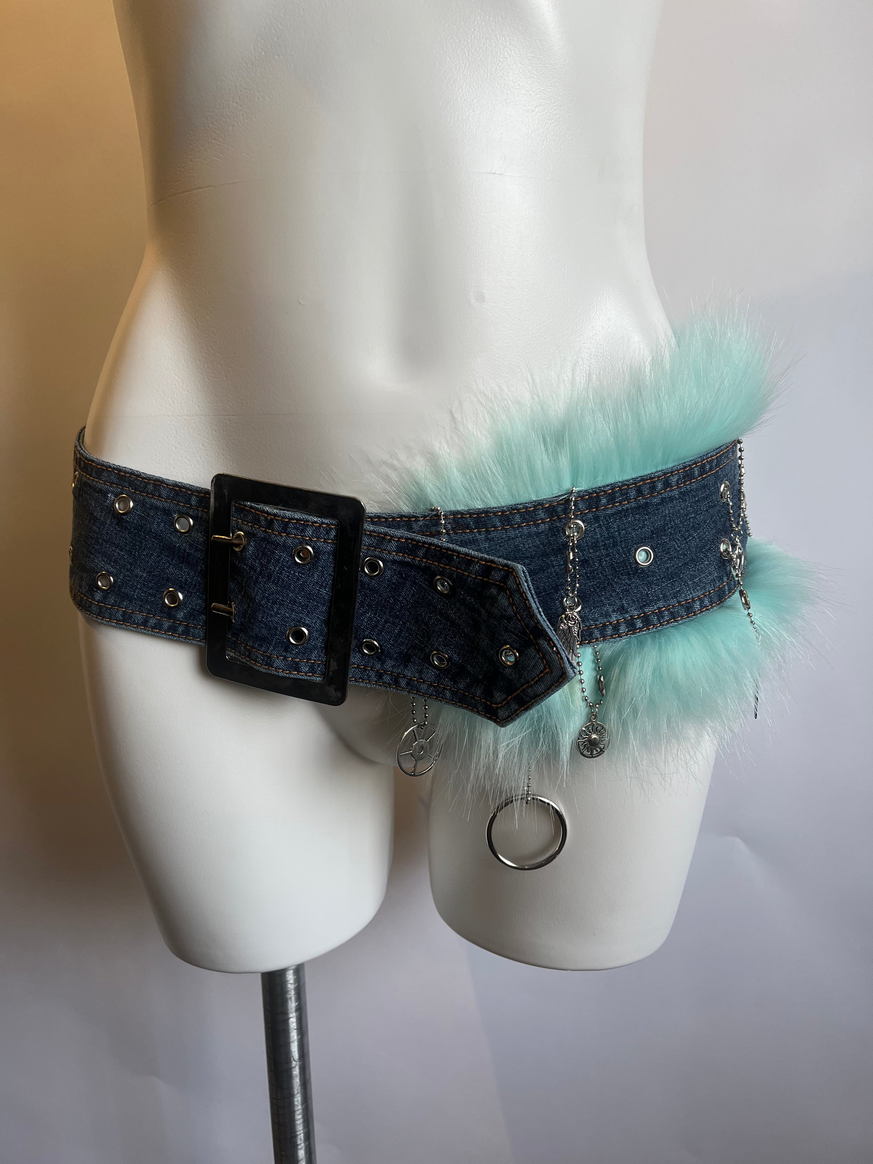 Denim Darling Faux Fur Custom Belt (S/M)