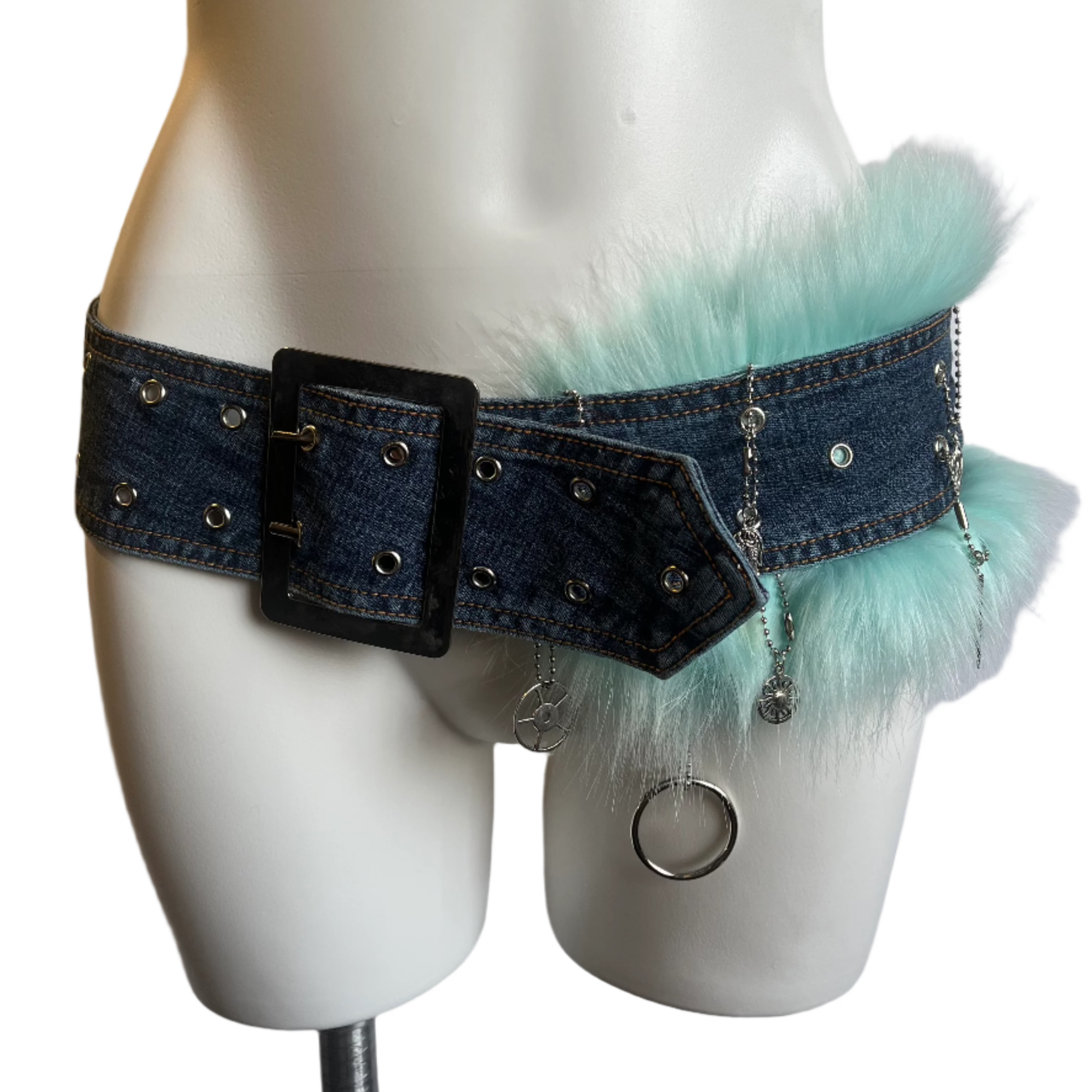 Denim Darling Faux Fur Custom Belt (S/M)