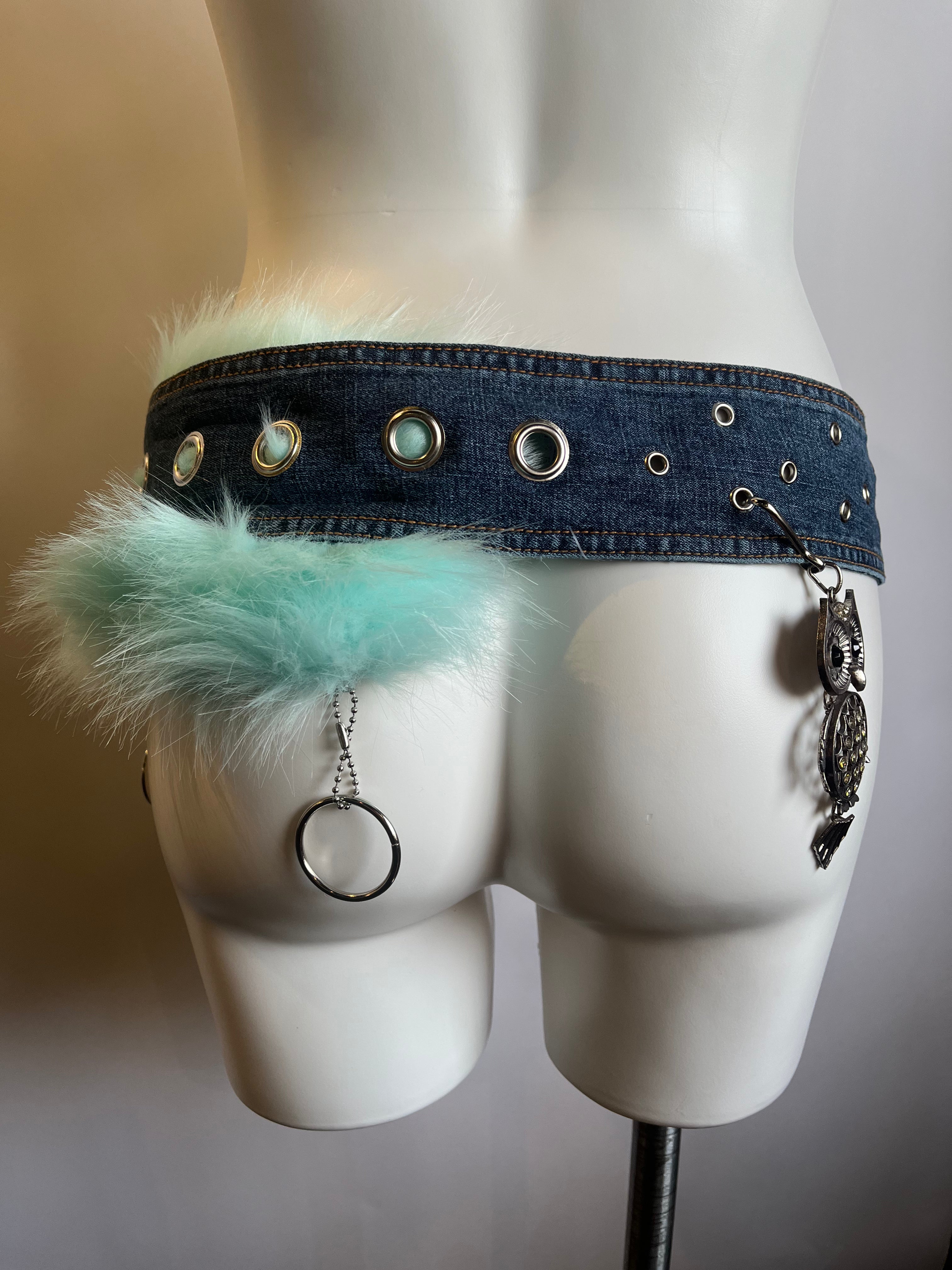 Denim Darling Faux Fur Custom Belt (S/M)
