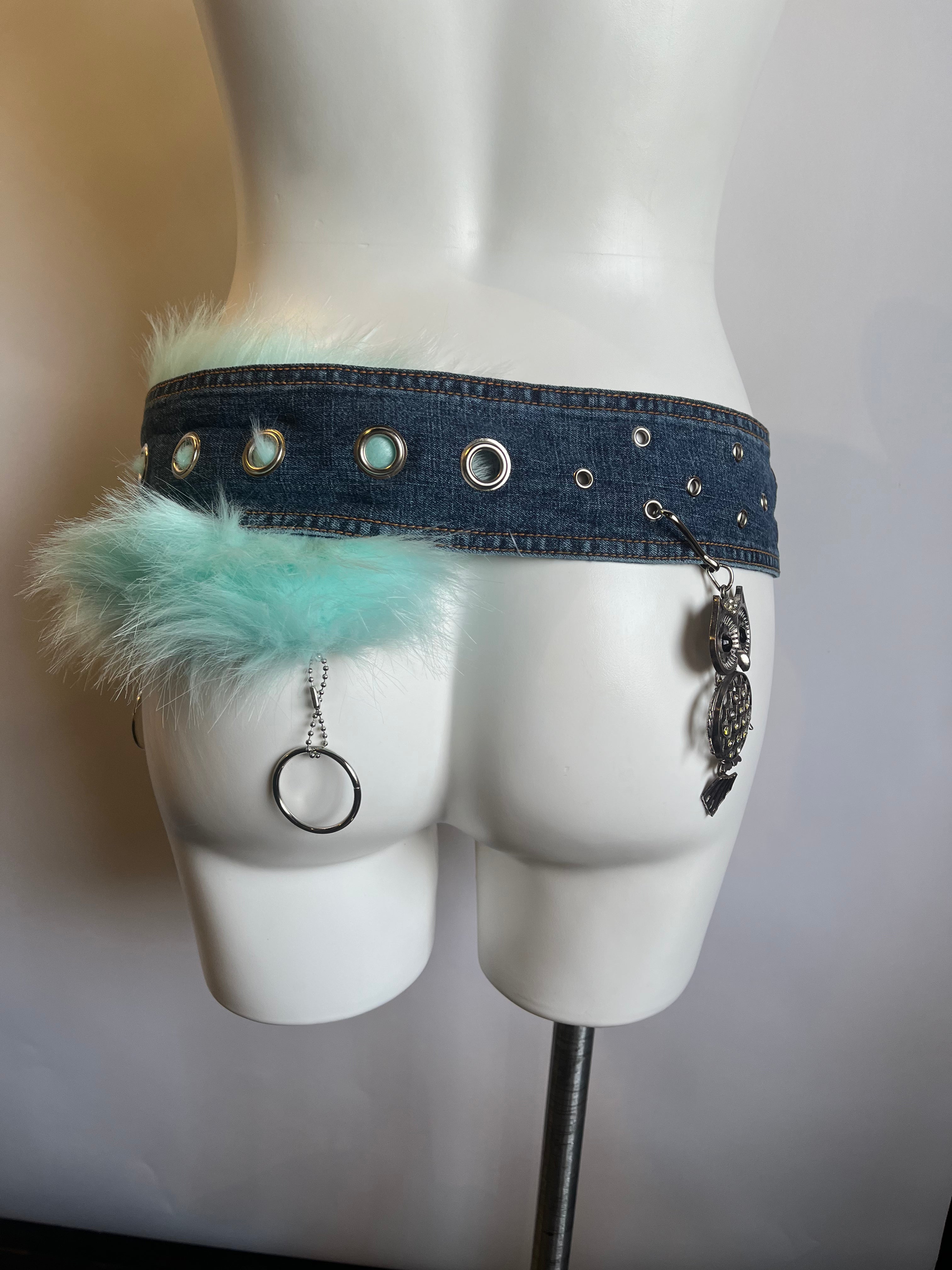 Denim Darling Faux Fur Custom Belt (S/M)