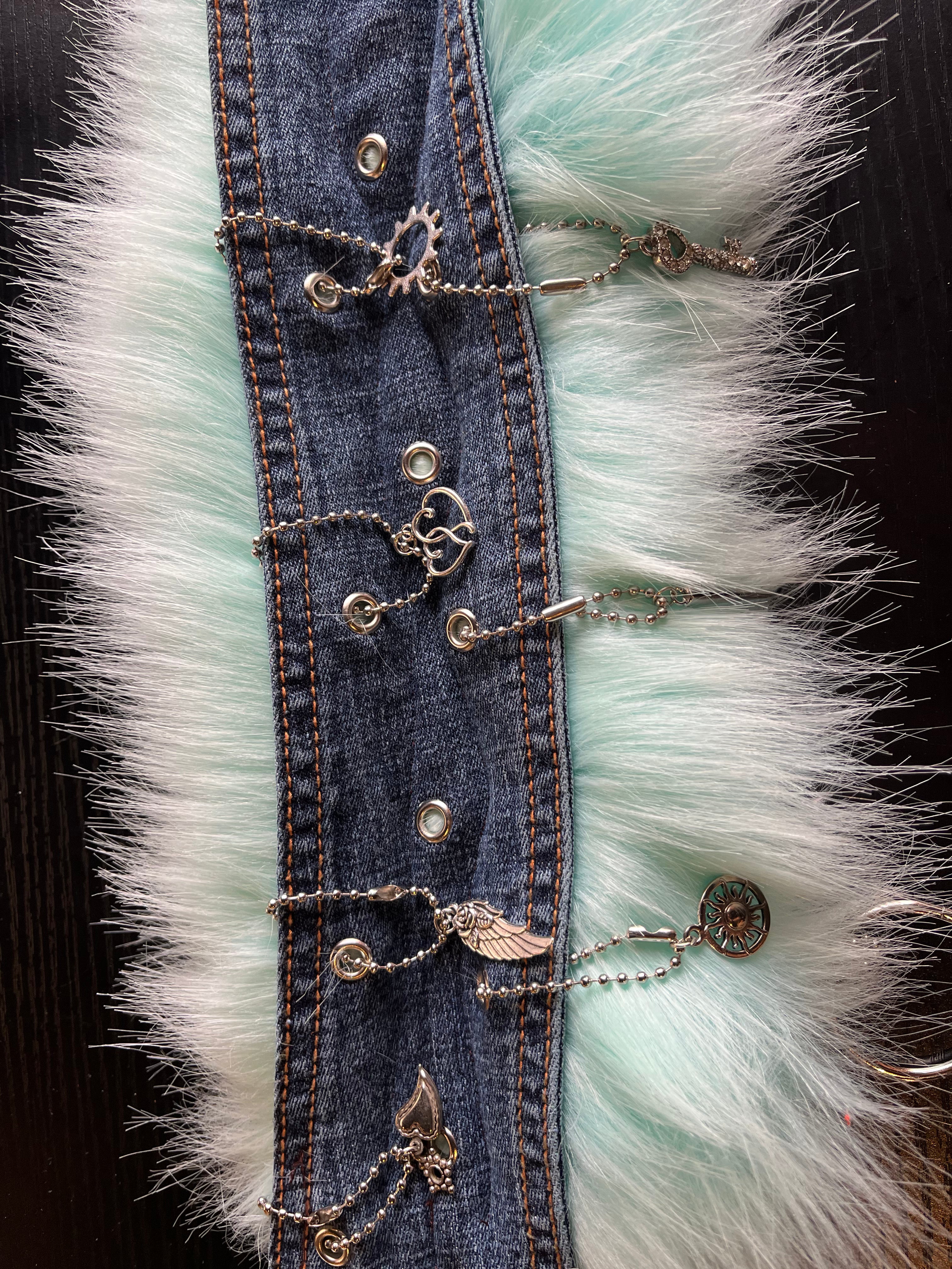 Denim Darling Faux Fur Custom Belt (S/M)