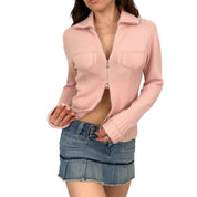 Rose Quartz Double Zip Cashmere Sweater (S)